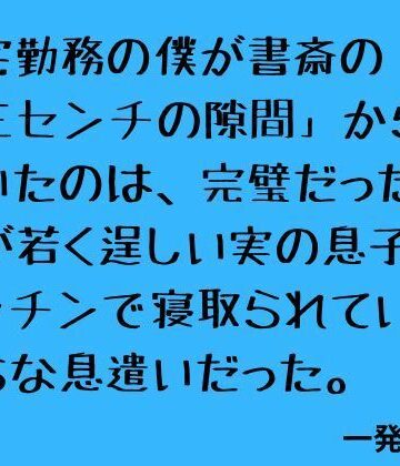 【ビバマガ】在宅勤務の僕が書斎の「三センチの隙間」から聞いたのは、完璧だった妻が若く逞しい実の息子にキッチンで寝取られていく淫らな息遣いだった。｜一発書房