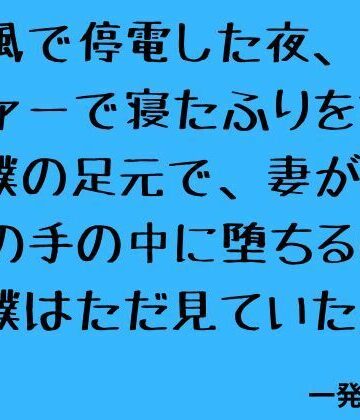 【ビバマガ】台風で停電した夜、ソファーで寝たふりをする僕の足元で、妻が息子の手の中に堕ちるのを僕はただ見ていた。｜一発書房